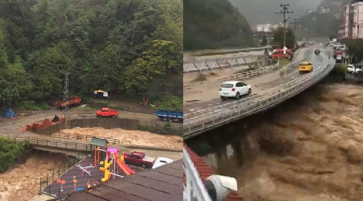 Artvin’de sel; dereler taştı, yollar kapandı