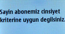 Cinsiyet Kriterlerine Uygun Değilsiniz.