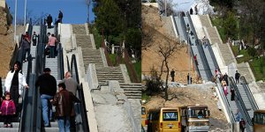 Mahallelerine yürüyen merdivenle çıkıyorlar